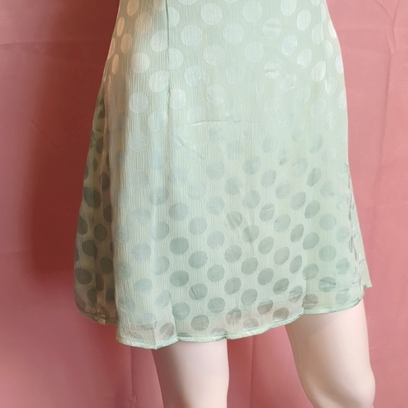 Nasty Gal Jacquard to Forget Dotted Pattern Satin Tie Straps Mini Dress Mint 0 - Picture 3 of 7